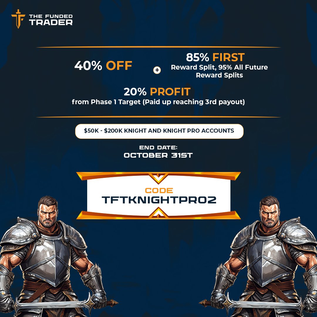 🚀📈Hey Traders! New promotions are here! 🎉

🔥 TFTOCTOBER324: 45% OFF + 95% Lifetime Reward Splits + 30% Profit from Phase 2 Target (3rd payout)! Only for $5k-$10k accounts.

🔥 TFTOCTOBER424: 12.5% OFF + 85% First Reward Split, 95% All Future Splits. All challenges!

🔥