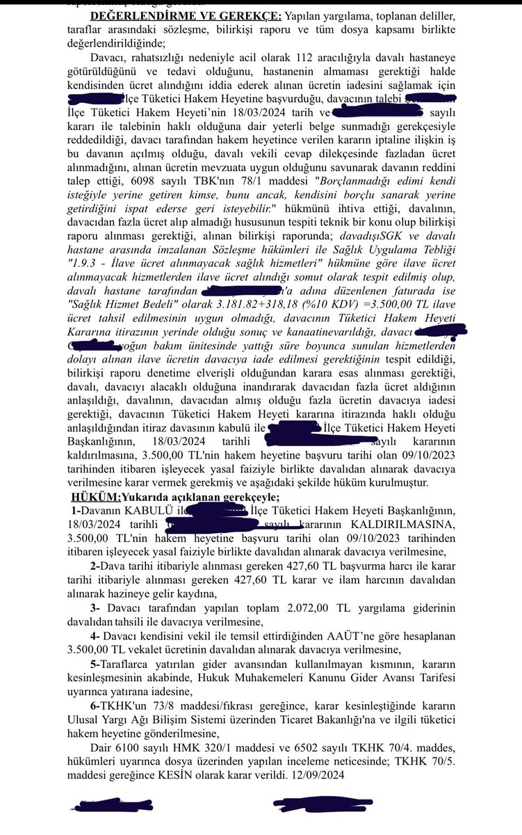 Nedense17's tweet photo. Özel hastaneler yoğun bakımda tedavi gören hastalardan ilave ücret alamazlar. Buna ilişkin yargı kararı 👇🏼#bebekcinayeti https://t.co/Z92YDlRr5a