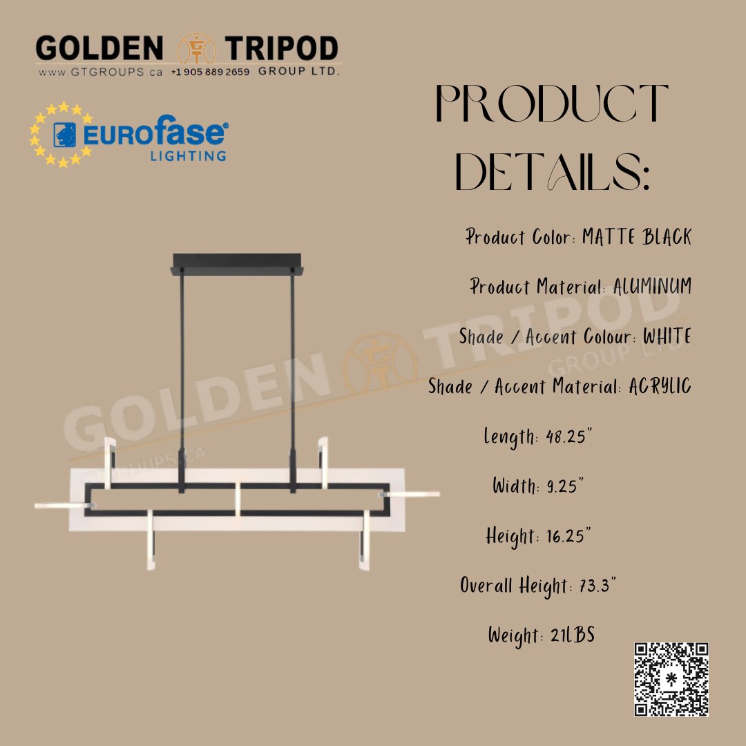 GoldenTripod's tweet image. ✨ Illuminate your space with the sleek sophistication of the INIZIO 48 IN Linear Chandelier by Eurofase.💡✨ Golden Tripod: 121 Granton Dr Unit #24 Richmond Hill ON L4B3N4 Phone: 905-889-2659 #EurofaseLighting #LinearChandelier #SleekDesign #HomeDecor