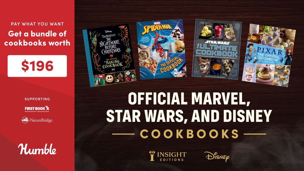 Humble Bundle (@humble) on Twitter photo Anyone can cook! With this book bundle you'll learn recipes from and inspired by:
- Disney,
- Pixar,
- Marvel,
- Star Wars,
- and more! Supports <a href="/FirstBook/">First Book</a> & <a href="/NatureBridge/">NatureBridge</a> | bit.ly/4h8qQSo Anyone can cook! With this book bundle you'll learn recipes from and inspired by:
- Disney,
- Pixar,
- Marvel,
- Star Wars,
- and more! Supports <a href="/FirstBook/">First Book</a> & <a href="/NatureBridge/">NatureBridge</a> | bit.ly/4h8qQSo