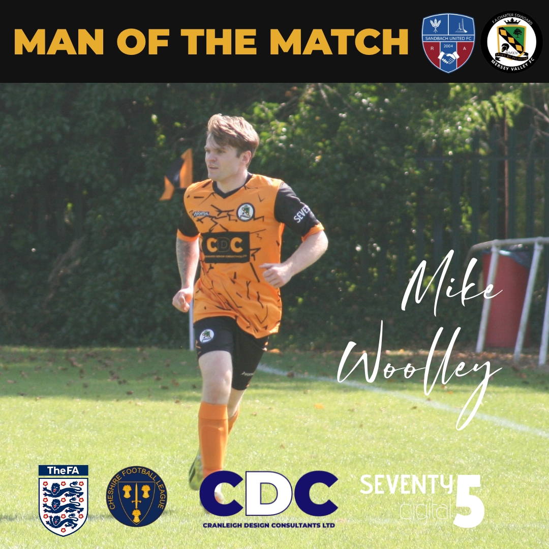 MVFC1stTeam's tweet photo. MAN OF THE MATCH - Sandbach United Reserves 1 Mersey Valley 2

Congratulations to Mike Woolley who was today's man of the match against Sandbach United Reserves, as selected by our main club sponsor Cranleigh Design Consultants.

#AmberArmy 🟠⚫⚽ https://t.co/XYZMb10i9k