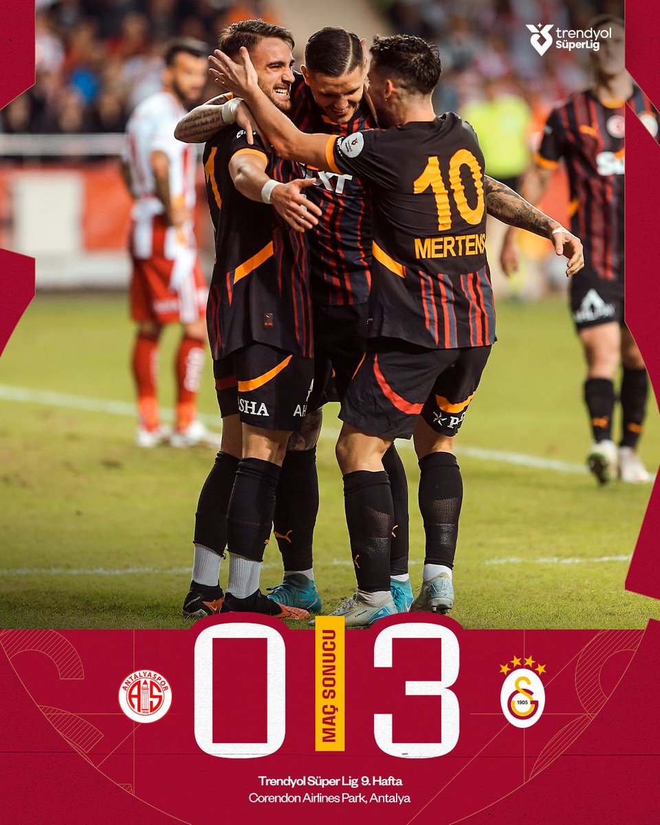 Trendyol Süper Lig’de deplasmanda oynadığımız maçlarda üst üste 13. galibiyetimizi alarak bu alandaki rekorun sahibi oluyoruz! 💪👏

Maç sonucu: O. Antalyaspor 0-3 Galatasaray 🙌

#ANTvGS