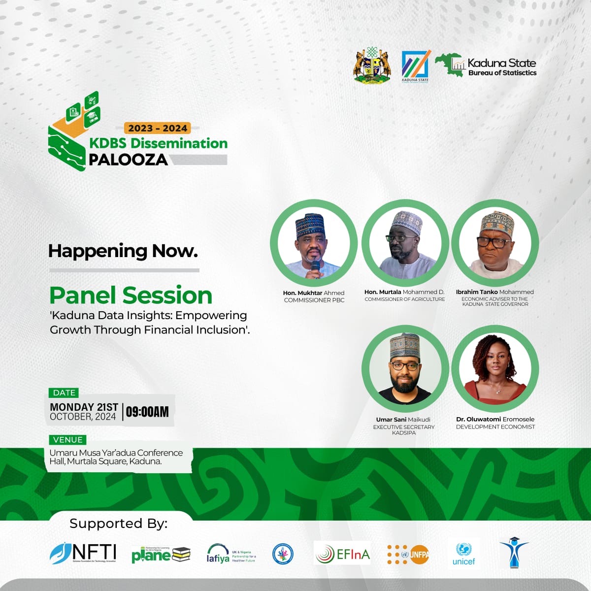 KADSIPA's tweet photo. Join us for the @KDBStatisticsNG Dissemination Palooza 2023-2024 as our Executive Secretary, Alh. Umar Sani Maikudi, takes the stage for an insightful panel discussion on 'Kaduna Data Insights: Empowering Growth Through Financial Inclusion.'
#KDBSDisseminationPalooza #KADSIPA https://t.co/cV37OSD40V