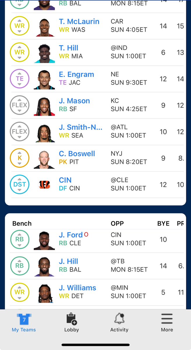 JungleCatzFF's tweet photo. @PPRFantasyTips Ppr flex
Start 2 - Mason / Jamo / JSN https://t.co/PGw8qyVF0T