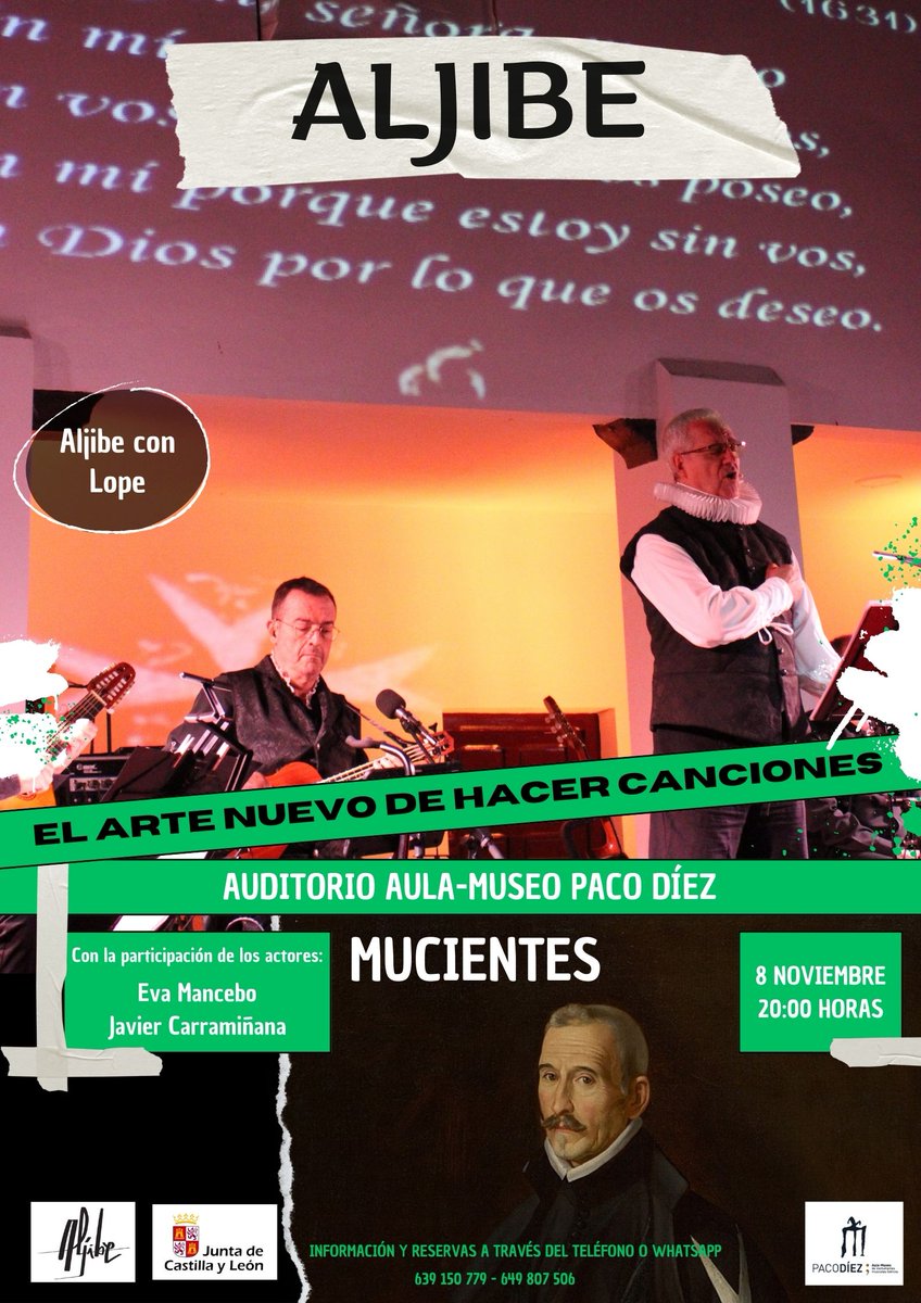 Este otoño presentamos el nuevo espectáculo "El arte nuevo de hacer canciones, Aljibe con Lope". Os esperamos