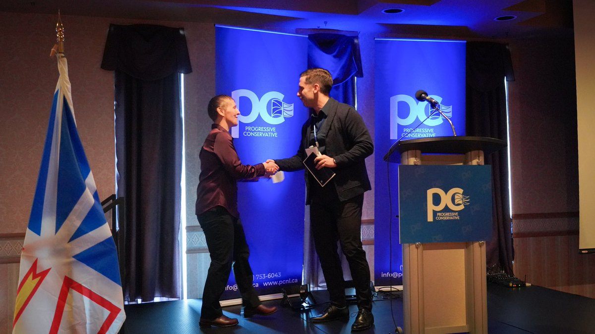 PCPartyNL's tweet photo. Day 2 of the #PCAGM is off to a strong start!
Inspiring words from @LelaEvansNL about the urgent need for change and why she's proud to stand with Team PC.
Ready to make a difference? Join us today by signing up here https://t.co/Xyp9ztQbQs https://t.co/8tOeVk2D2F