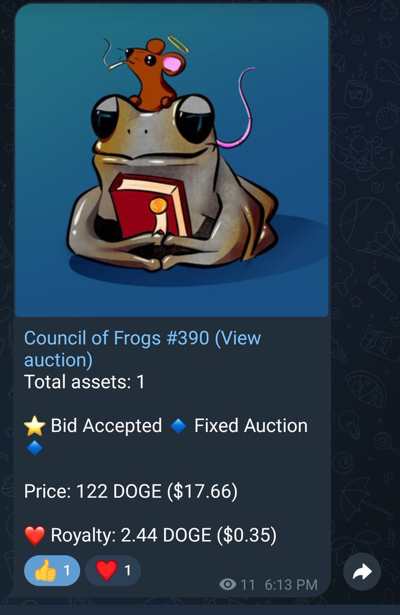 Himitsu | The $DC Guy (@himytsutdh) on Twitter photo did you know what you can bid on any NFT (on your desire) at App.withmantra.com ? ๐
haha I know most of you know it already lol.... whatever ๐ซฃ
COF #390 SOLD FOR 122 $wDOGE, that smoking Rat is aka OG <a href="/cryptoratnft/">CryptoR.AT๐</a> ๐
#Dogechain $DC $TDH $OMNOM did you know what you can bid on any NFT (on your desire) at App.withmantra.com ? ๐
haha I know most of you know it already lol.... whatever ๐ซฃ
COF #390 SOLD FOR 122 $wDOGE, that smoking Rat is aka OG <a href="/cryptoratnft/">CryptoR.AT๐</a> ๐
#Dogechain $DC $TDH $OMNOM