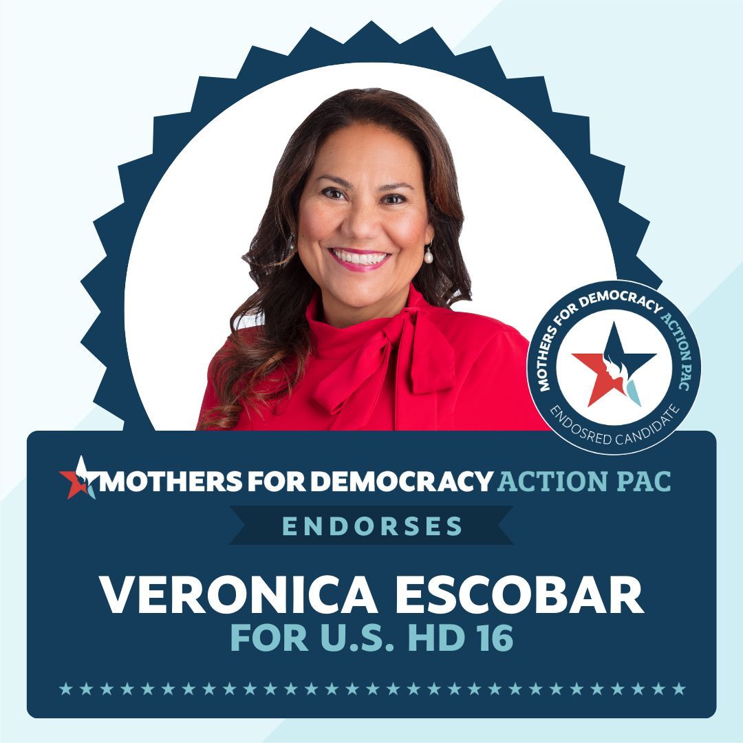 Mothers for Democracy PAC (@democracymompac) on Twitter photo We stand tall and proud in endorsing Veronica Escobar (<a href="/vgescobar/">Veronica Escobar</a>) for U.S. Congress TX 16! We stand tall and proud in endorsing Veronica Escobar (<a href="/vgescobar/">Veronica Escobar</a>) for U.S. Congress TX 16!