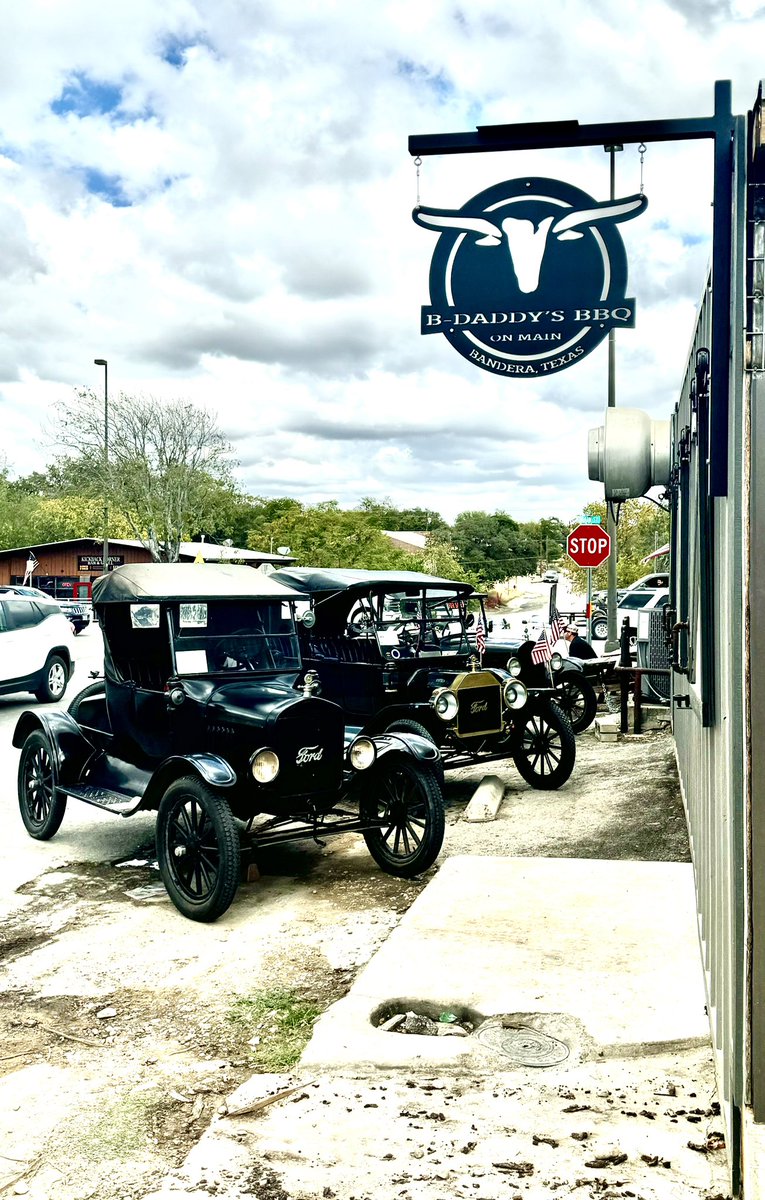 93 model T fords in town for a rally and a bunch eating BBQ at my place
