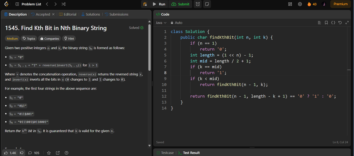 DevGupta4526's tweet photo. Day 44 of #CodeDaily &amp; #CoreSubjects 💻

✅ Solved the #LeetCode problem: Find Kth Bit in Nth Binary String
🔍 Learned more about React Native
🎨 Worked on the responsive part of development in React.js
Another productive day! 🚀
#100DaysOfCode #LeetCodeChallenge #CoreSubjects https://t.co/5HUh8cAJmL