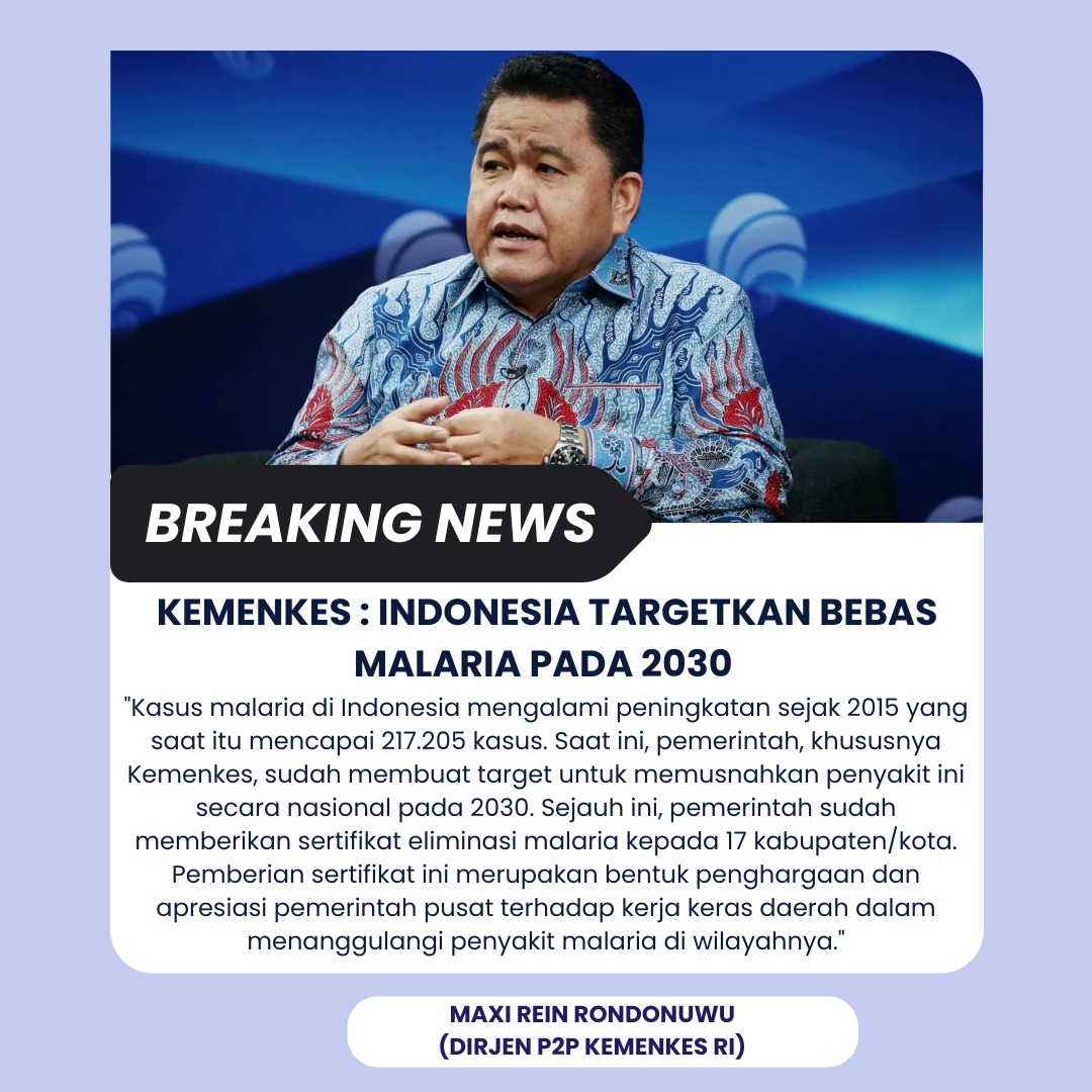 ranofardian's tweet photo. Kemenkes: Indonesia targetkan bebas malaria 2030
#BebasMalaria https://t.co/AwO3Y2wSz1