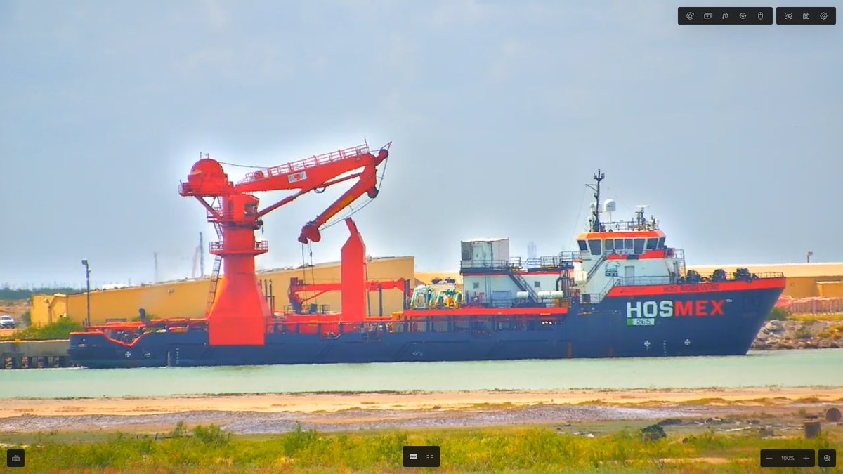 HOS Ridgewind arrived in Brownsville just after 1am CT today &amp; currently docked near to <a href="/KirshCam/">KirshCam</a>.

Listed on the vessel arrival chart "To pick up divers" so possibly might go on another salvage operation for <a href="/SpaceX/">SpaceX</a> to retrieve parts from Starship flight 5?
<a href="/jessica_kirsh/">🌻 Jessica Kirsh</a>