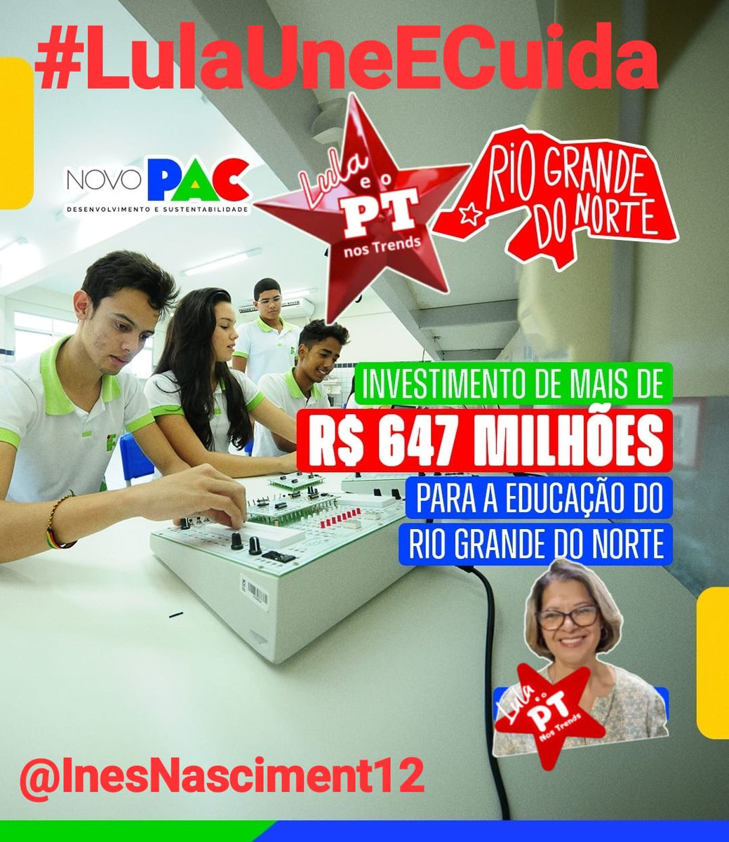 O governo Lula investiu quase 650 MILHÕES na educação do Rio Grande do Norte!

Com a Natália, 13, como prefeita apoiada pelo Lula, muitos recursos virão para Natal

#LulaUneECuida