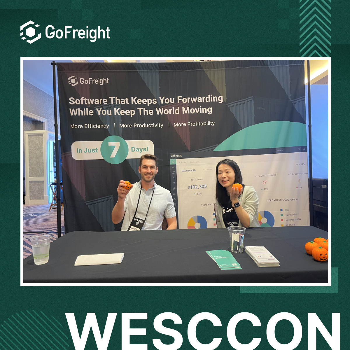 Go_Freight's tweet photo. 🎉 We had a blast at WESCCON yesterday! Thanks to everyone who stopped by Booth 33 for some fantastic conversations—and yes, for some Halloween pumpkin fun too! Come and say hi, and make sure to grab one of our Halloween pumpkins before they're all gone! https://t.co/L3RaehuVwd