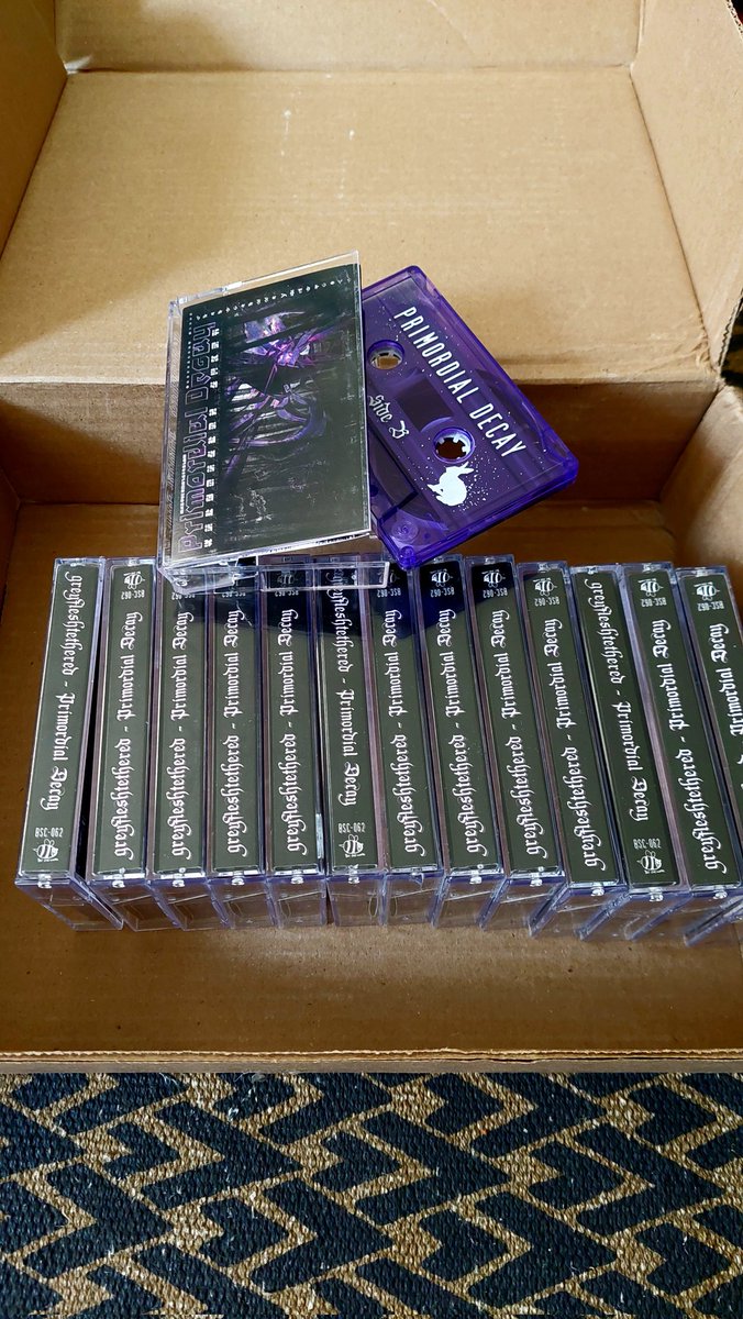 greyfl_sh's tweet photo. Primordial Decay tapes are in hand &amp; they look/sound amazing! Gonna try and get these up on my Bandcamp/Ampwall pages soon and will hopefully make the wait worth it 📼🤘 https://t.co/AYjWFVVa6d