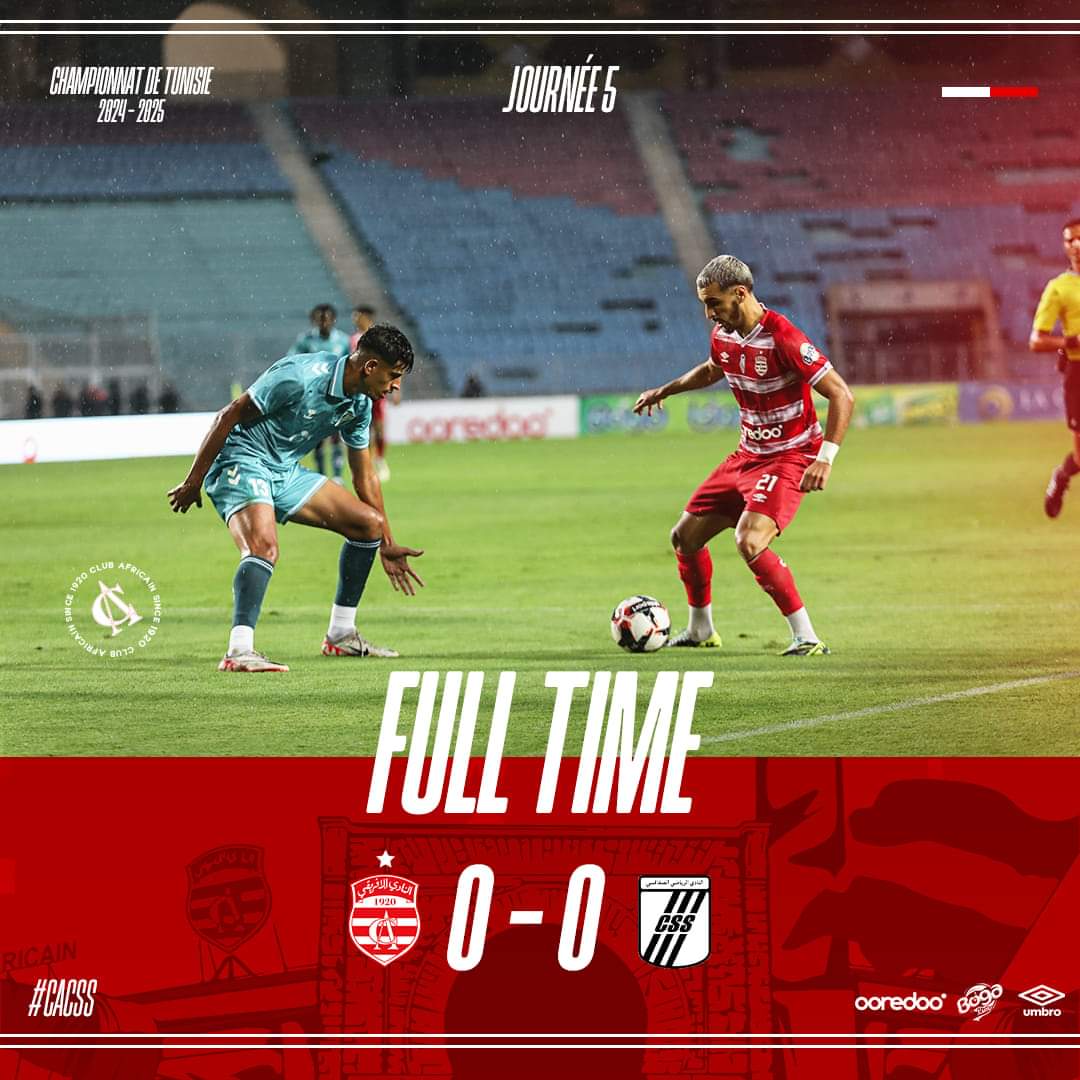 TeamCA_Officiel's tweet photo. โฆ ๐๐จ๐๐ ๐ง๐๐ ๐
๐ฆ๐น Club Africain 0๏ธโฃ-0๏ธโฃ CS Sfaxien
#CACSS | #TeamCA ๐ดโช https://t.co/qHzOa5Yl8B