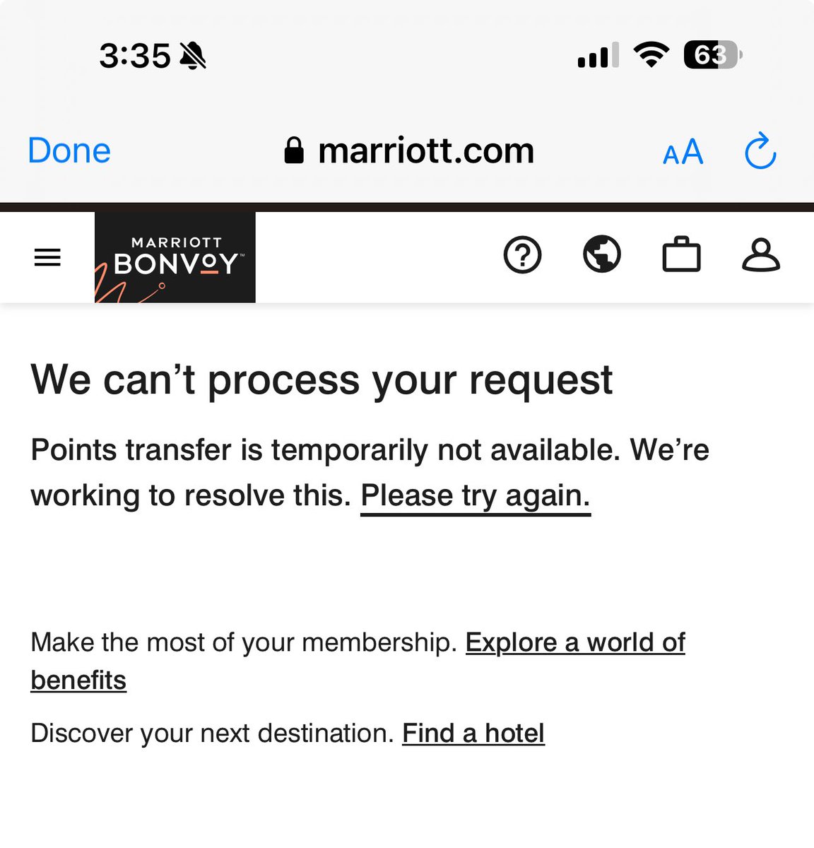 ehpage's tweet photo. @Marriott @Aeroplan I keep getting notifications to transfer bonvoy points to Aeroplan but your system isn’t working.. what gives? https://t.co/VApJvYTwZl