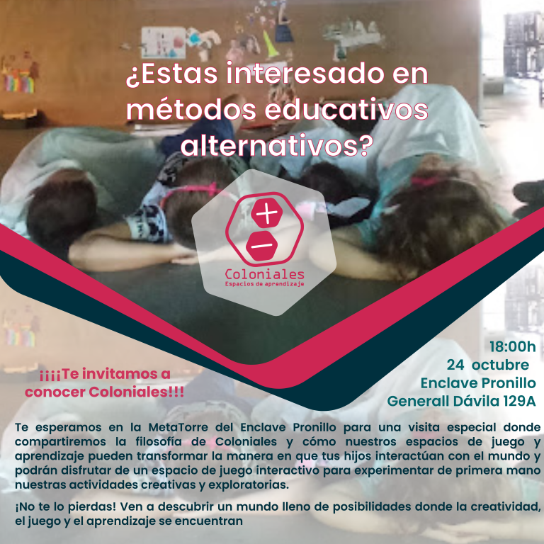 colonialess's tweet photo. El próximo 24 de octubre a las 6:00 p.m., te esperamos en la MetaTorre del Enclave Pronillo donde compartiremos la filosofía de Coloniales y cómo nuestros espacios de juego y aprendizaje pueden transformar la manera en que tus hijos interactúan con el mundo.  De 1 a 16 años. https://t.co/DAR7XPssJf