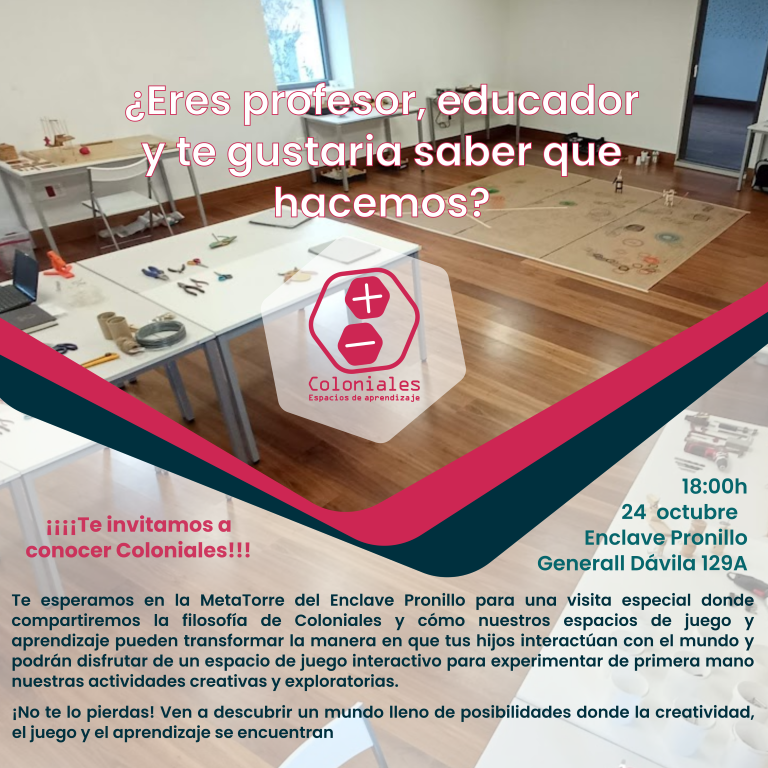 colonialess's tweet photo. El próximo 24 de octubre a las 6:00 p.m., te esperamos en la MetaTorre del Enclave Pronillo donde compartiremos la filosofía de Coloniales y cómo nuestros espacios de juego y aprendizaje pueden transformar la manera en que tus hijos interactúan con el mundo.  De 1 a 16 años. https://t.co/DAR7XPssJf