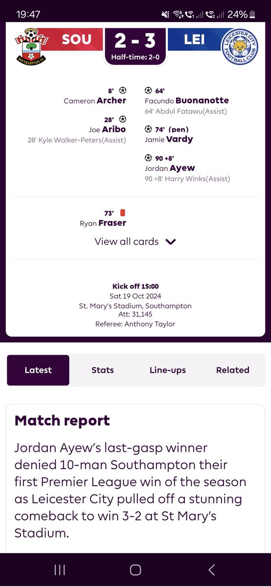 talkinggoldfish's tweet photo. Umm.. not sure about the match report from @premierleague

How does a last gasp winner deny the opposition team a win? 🫤 #lcfc https://t.co/zsfO5sCA7G