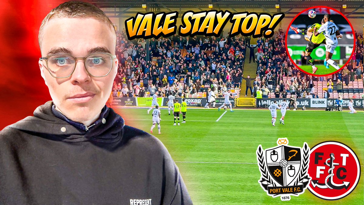 BenKnapmanEFL's tweet photo. NEW VIDEO! 

Port Vale STAY TOP OF SKY BET LEAGUE TWO as Fleetwood are defeated away from home. 

Just 2 defeats in the first 10, so not all bad for #FTFC 

All the best to #PVFC for the rest of the season! 

🔗 https://t.co/EDJABMXZRO

All RTs appreciated! 

#PVFC #FTFC https://t.co/haJhd7VhYQ