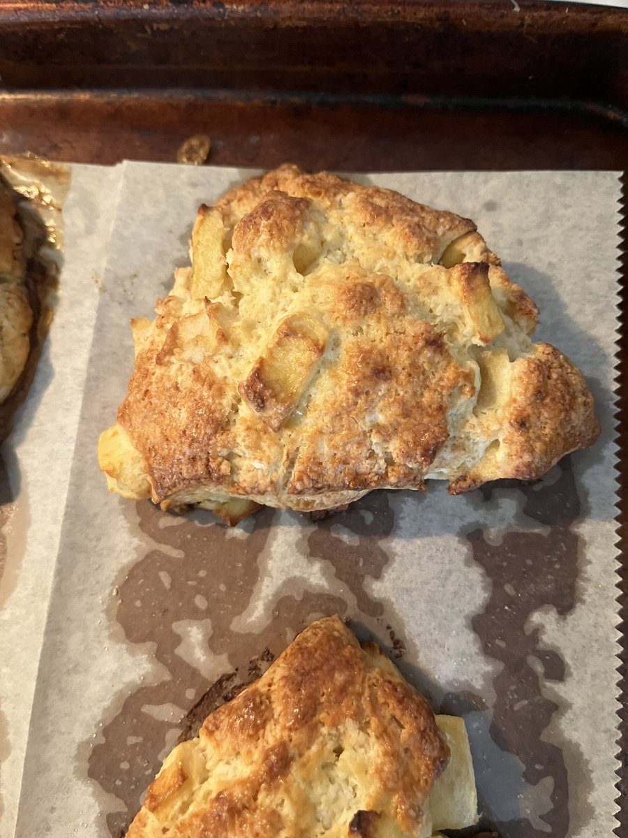 Apple cheddar scones from <a href="/smittenkitchen/">smitten kitchen</a>, my house smells amazing! Just ate one over the sink with butter like someone with no home training, as intended. 😁