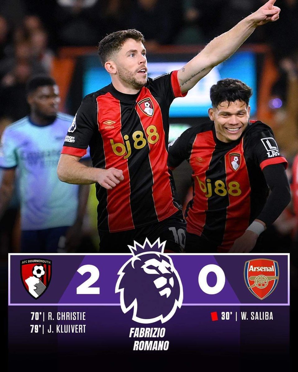 ombo7's tweet photo. ⚡ Arsenal first loss of the season,
Saliba red card🛑
@premierleague
#BOUARS https://t.co/KSqnDNlIkj