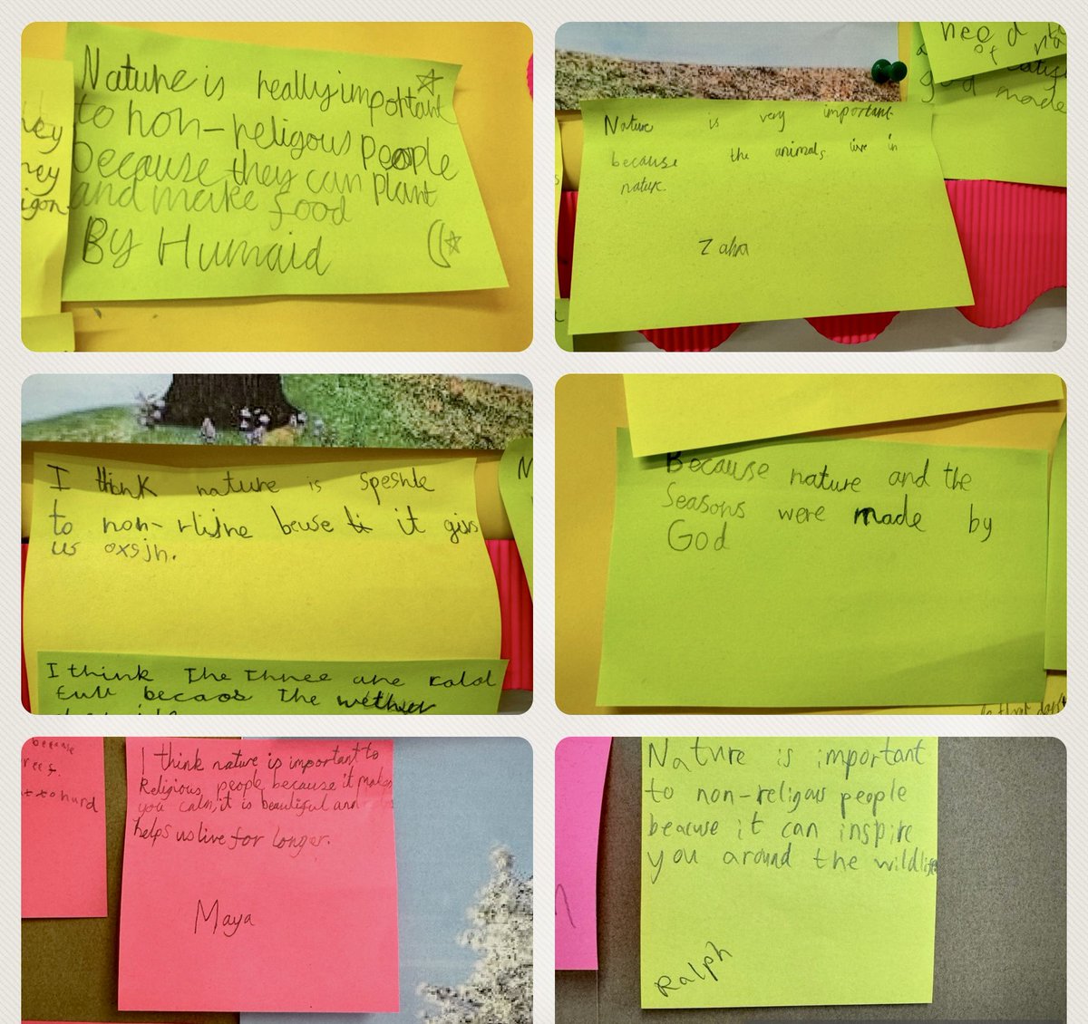 QueensCofE's tweet image. In RE, Year 3 children explored how nature can influence both religious and non-religious individuals.
They shared some insightful and thoughtful responses. ✝️ 🌳 🕊️ 
#religionandworldviews #worldviews #nature