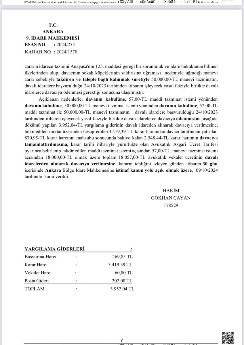 sağlık&hukuk (@sen_halil11) on Twitter photo Başıboş sokak köpekleri tarafından ısırılan vatandaşımızın açtığı dava da <a href="/ankarabbld/">Ankara Büyükşehir</a> <a href="/cankayabelediye/">Çankaya Belediyesi</a> ve <a href="/ankaratarim/">Ankara İl Tarım ve Orman Müdürlüğü</a> 50.000 TL manevi tazminata mahkum edildi. Bu tazminatı hangi görevlinin ihmaline hükmedip tazmin ettirilecek acaba? <a href="/GuvenliSokaklar/">Güvenli Sokaklar Derneği</a> Başıboş sokak köpekleri tarafından ısırılan vatandaşımızın açtığı dava da <a href="/ankarabbld/">Ankara Büyükşehir</a> <a href="/cankayabelediye/">Çankaya Belediyesi</a> ve <a href="/ankaratarim/">Ankara İl Tarım ve Orman Müdürlüğü</a> 50.000 TL manevi tazminata mahkum edildi. Bu tazminatı hangi görevlinin ihmaline hükmedip tazmin ettirilecek acaba? <a href="/GuvenliSokaklar/">Güvenli Sokaklar Derneği</a>