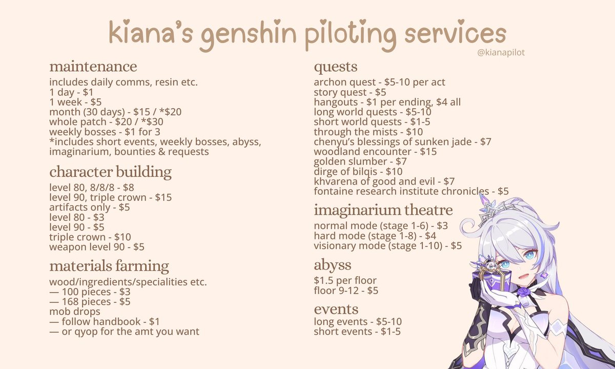 kiana ✧ genshin hsr wuwa pilot | 50% off! tweet media