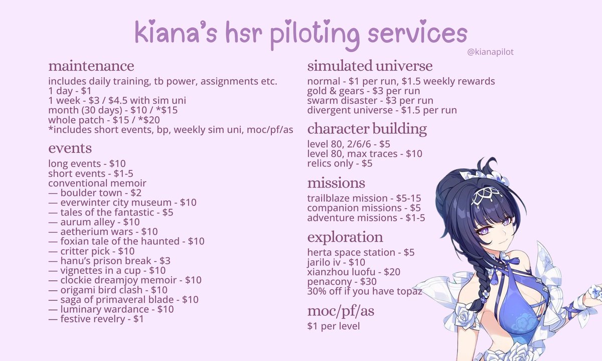 kiana ✧ genshin hsr wuwa pilot | 50% off! tweet media