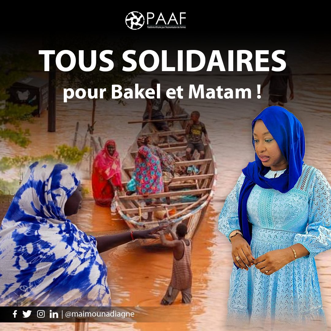 MaimounaDiagne8's tweet photo. Nos pensées et notre solidarité accompagnent les familles touchées par les inondations.
Courage et résilience aux habitants de Bakel et Matam, vous n'êtes pas seuls dans cette épreuve.
#MaimounaDiagne #PAAF #ISEMS #kebetu #Solidarité https://t.co/CCx6CjAyDs