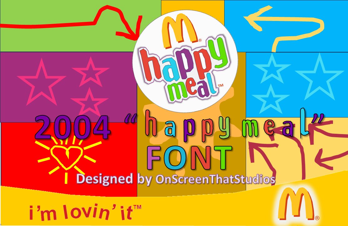 OnScreenThat1's tweet image. 2004 McDonald&apos;s &quot;Happy Meal&quot; Font designed by OnScreenThatStudios. #mcdonalds #mcdonaldshappymeal #imlovinit