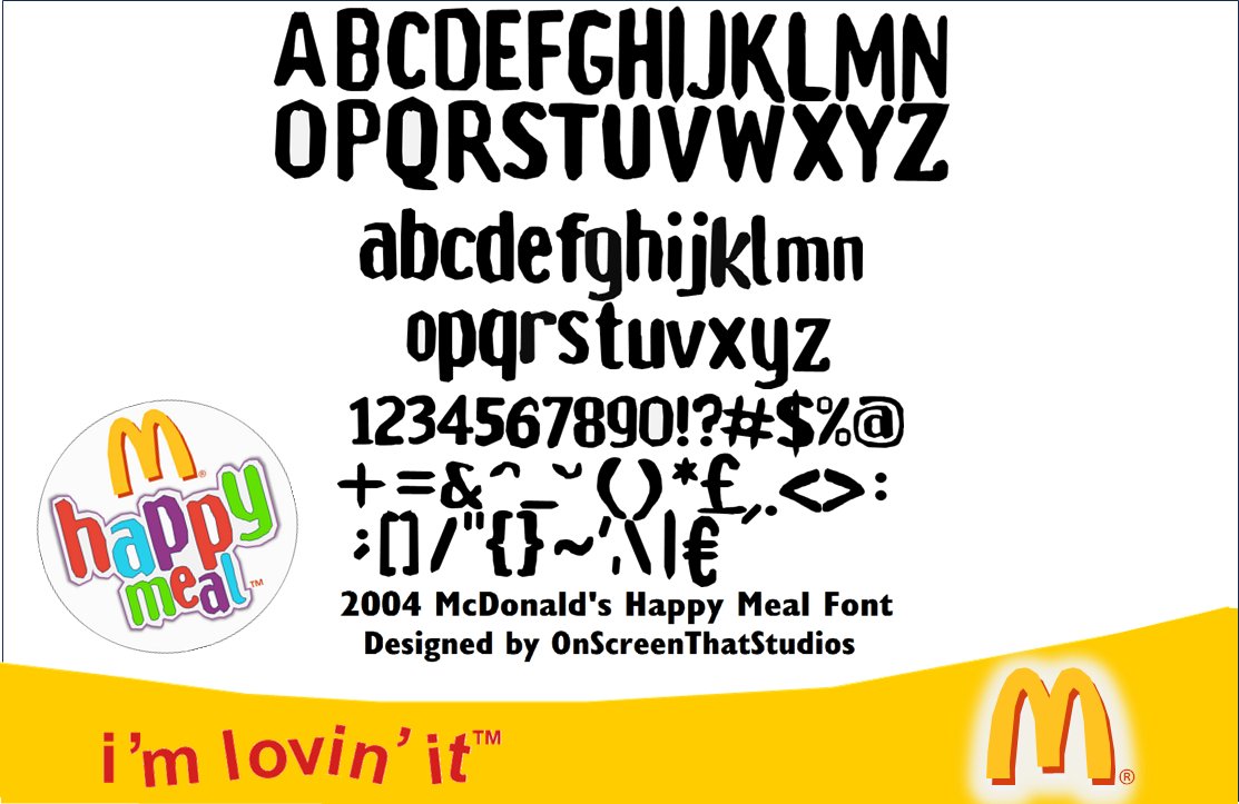 OnScreenThat1's tweet image. 2004 McDonald&apos;s &quot;Happy Meal&quot; Font designed by OnScreenThatStudios. #mcdonalds #mcdonaldshappymeal #imlovinit