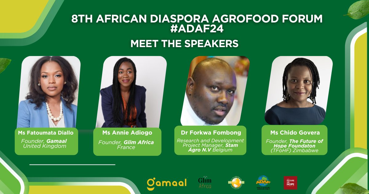 Exciting News! Meet some of the Speakers of the 2024 African Diaspora Agrofood Forum. We’re thrilled to introduce the policy makers, experts and entrepreneurs coming together to discuss innovation, entrepreneurship and the African Diaspora contributions to the agrofood sector