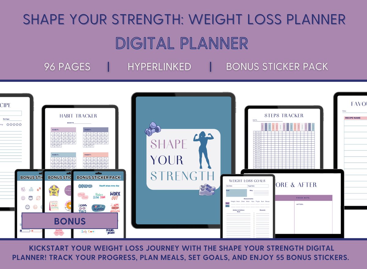 SRDigitalShop's tweet image. Shape Your Strength: Weight Loss Digital Planner, Fitness Plan by SRDigitalShopCo etsy.me/3BOt49l via @Etsy