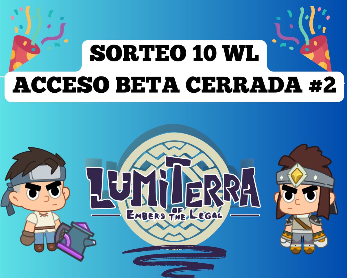 Princesas y parceros!!! Se acerca la beta cerrada #2 de Lumiterra. Y la idea, es que todos podamos disfrutar de este gran juego. No se queden sin WL. 

Estaré sorteando 10. 5 Por este medio y 5 en directo por mi canal de Twitch. (Anuncio a los ganadores en 24 horas)

PARTICIPA: