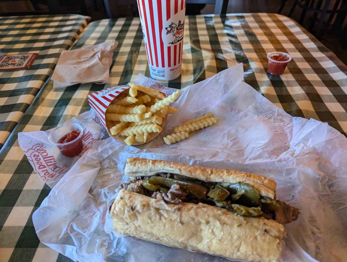 I've been hearing the commercials for years on the <a href="/RichardERoeper/">Richard Roeper</a> podcast and was driving through the area so I had to try it out. It's good! <a href="/portilloshotdog/">Portillo's</a>