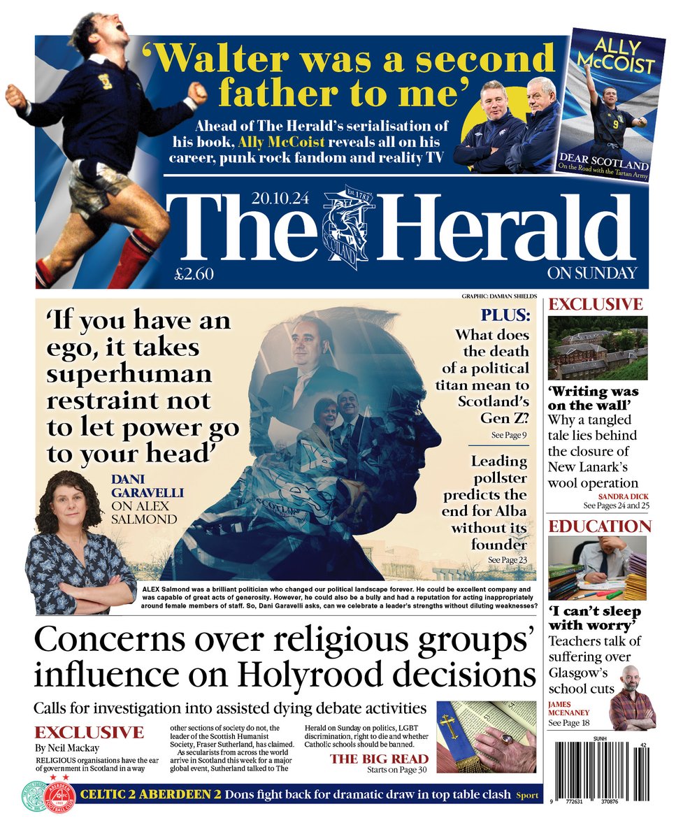 The Herald on Sunday: Concerns over religious groups' influence on Holyrood decisions #TomorrowsPapersToday