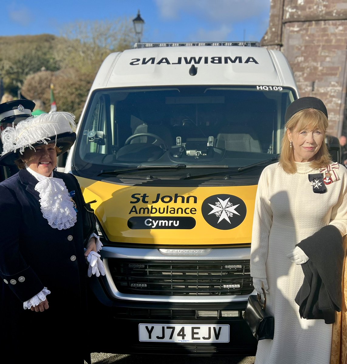 FrLiamB's tweet photo. A privilege to be able to represent @DyfedPowys to @SJACymru as the Order acknowledges the hard work of its members and blesses a new ambulance for public use. Those newly invested were told “Remember the Cross you will receive is the sign of man’s redemption; that its arms symbolise the four cardinal virtues: Prudence, Temperance, Justice and Fortitude; and its points stand for the eight Beatitude, which spring from the practice of those virtues.”