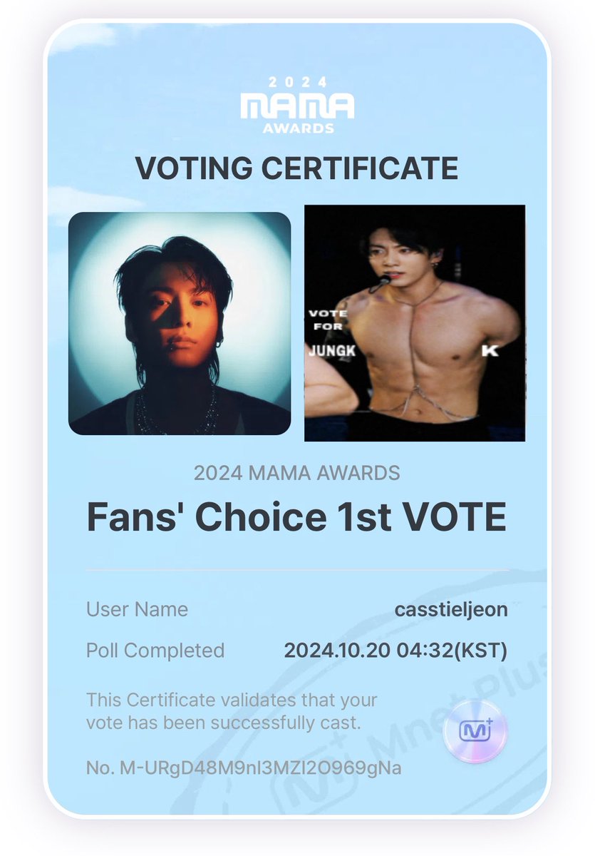 Daily_JKUpdate's tweet photo. 📢 HAVE YOU CASTED YOUR VOTES FOR JUNGKOOK ON MNET APP?!!! 

📍DROP YOUR VOTING SS BELOW: 

I vote only #jungkook at the 2024 MAMA Awards #2024MAMAVOTE https://t.co/vGp5mP0lRw