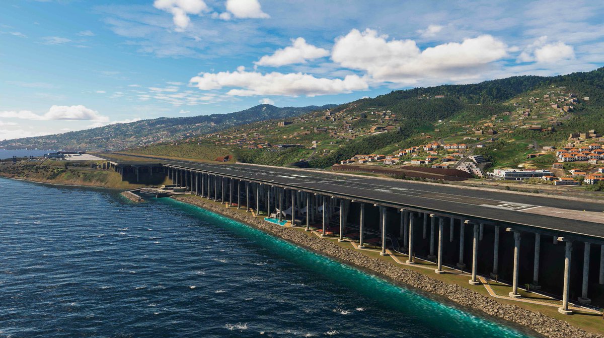 simflight's tweet photo. Touch down at Cristiano Ronaldo Madeira International Airport (LPMA), one of Europe’s most thrilling airports, with a runway stretching over the ocean on concrete pillars.  

https://t.co/5CFf2xHw4Z 

 https://t.co/tiVf9gtWkE 

 #LPMA #MADEIRA #CRISTIANORONALDO #FNC #SIMMARKET https://t.co/5cAWnij0rL