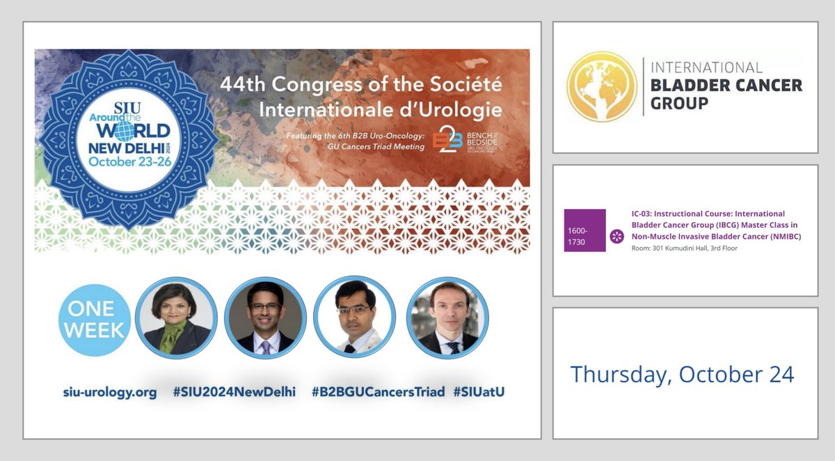 IBCG (@ibcg_bladderca) on Twitter photo Don't miss the IBCG MasterClass in Bladder Cancer at #SIU2024! 🧠
Top experts will discuss the latest advances in NMIBC, risk classification, novel treatments, and bladder preservation strategies
🗓️ October 23-26, New Delhi 🇮🇳 #bladdercancer #SIUWorkingForYou <a href="/SIU_urology/">SIU-Urology</a> Don't miss the IBCG MasterClass in Bladder Cancer at #SIU2024! 🧠
Top experts will discuss the latest advances in NMIBC, risk classification, novel treatments, and bladder preservation strategies
🗓️ October 23-26, New Delhi 🇮🇳 #bladdercancer #SIUWorkingForYou <a href="/SIU_urology/">SIU-Urology</a>