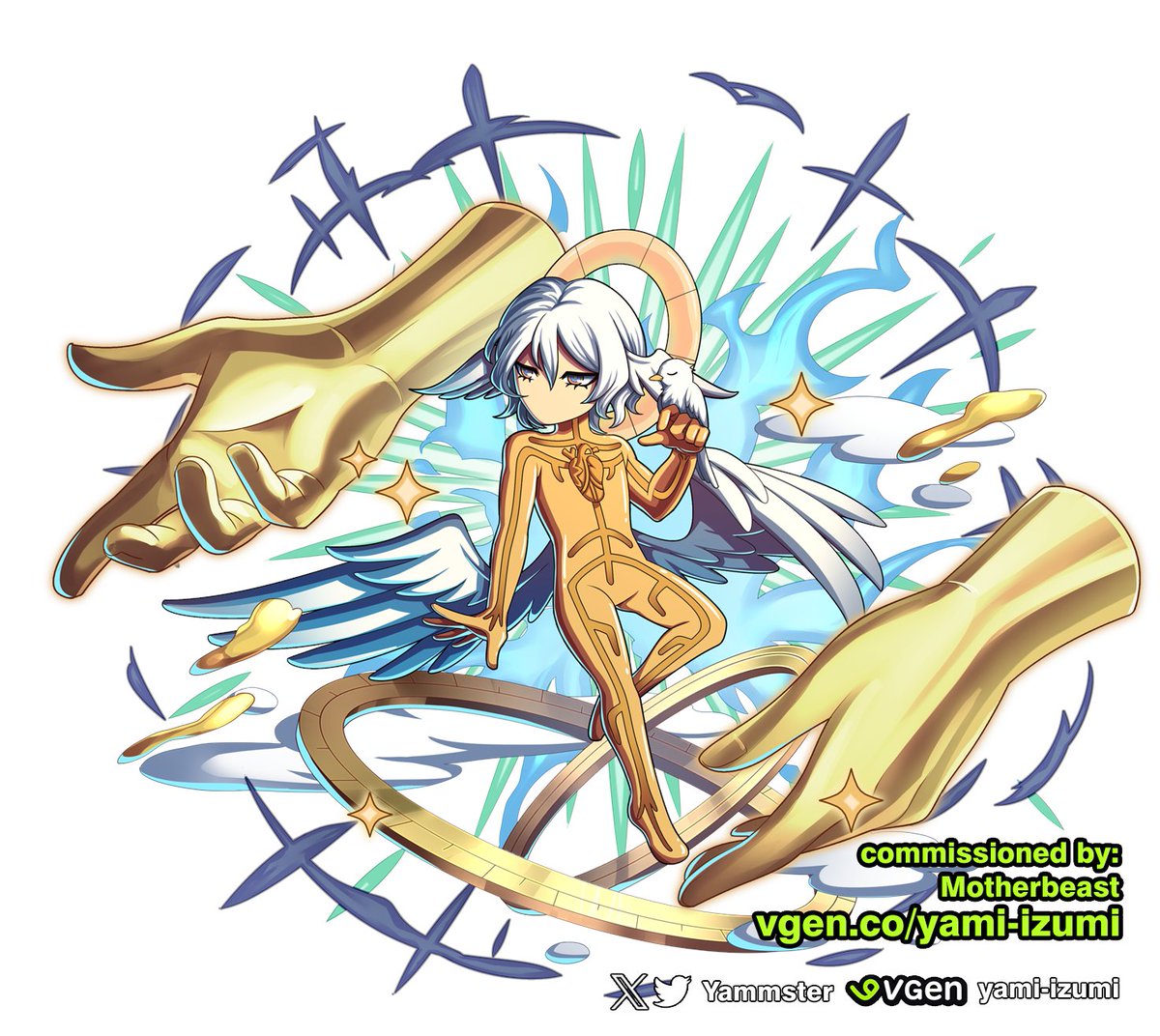Yammster's tweet photo. Thank you @motherbeasts for your order! 
Another Brave Frontier style piece that feels so nostalgic to work on, very fitting for unique character by them🩷
#VGenComm #BraveFrontier https://t.co/qxP9h8X7bF