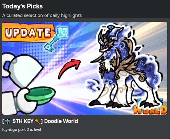 GUESS WHAT?

ICYRIDGE PART 2 UPDATE. THAT'S WHAT. 

#Roblox #DoodleWorld