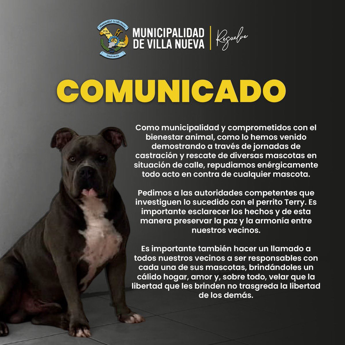 MuniVillaNueva's tweet photo. COMUNICADO ‼️ https://t.co/THSrhpNgXy