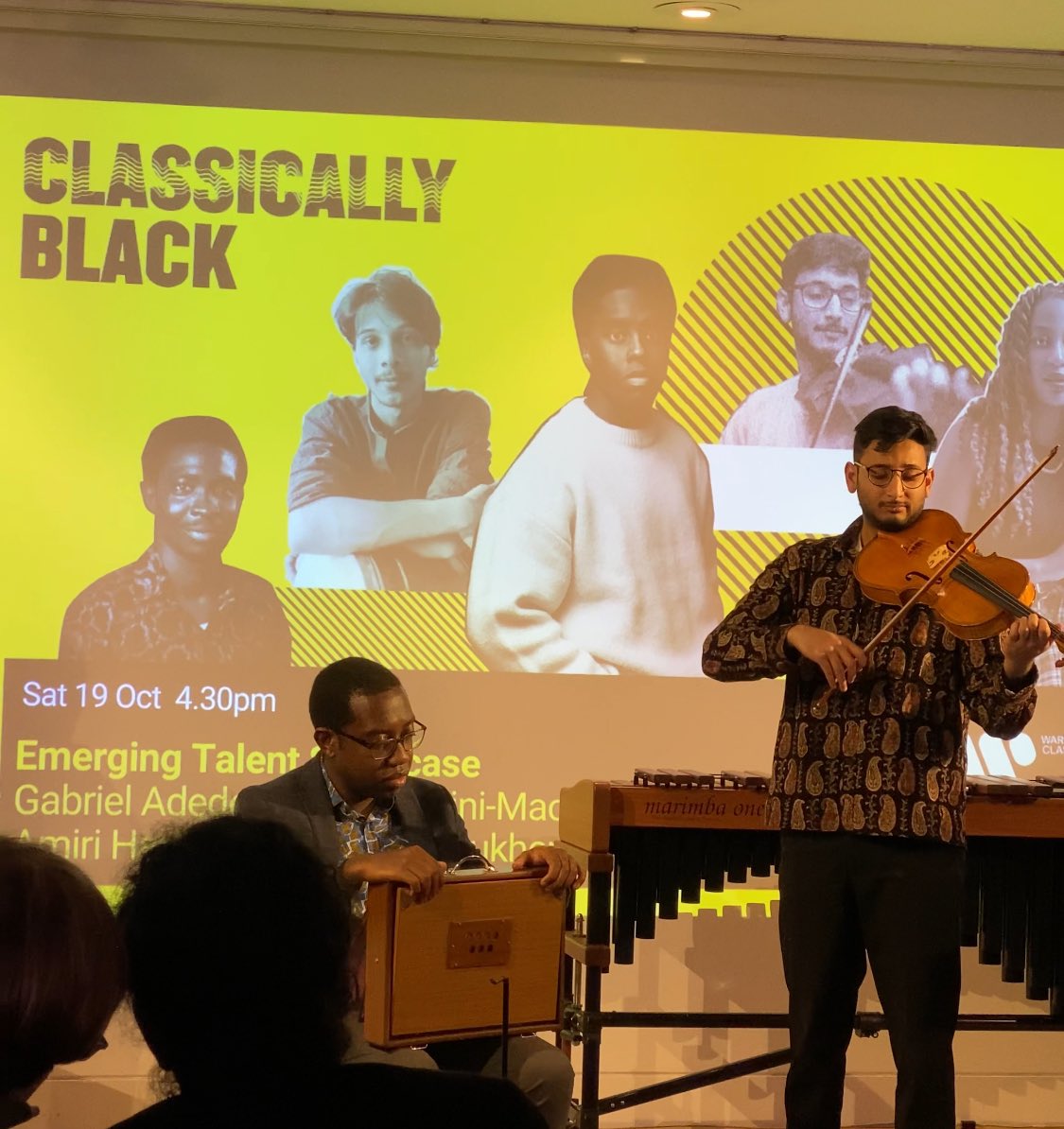 ISM_music's tweet photo. @JoYaNdEaRs @Harrietviolin @KingsPlace @BLKLivesinMusic The emerging talent showcase included a performance from Sagnick Mukherjee with a volunteer from the audience playing the shruti box! #ClassicallyBlack https://t.co/GPfgU7jpgC