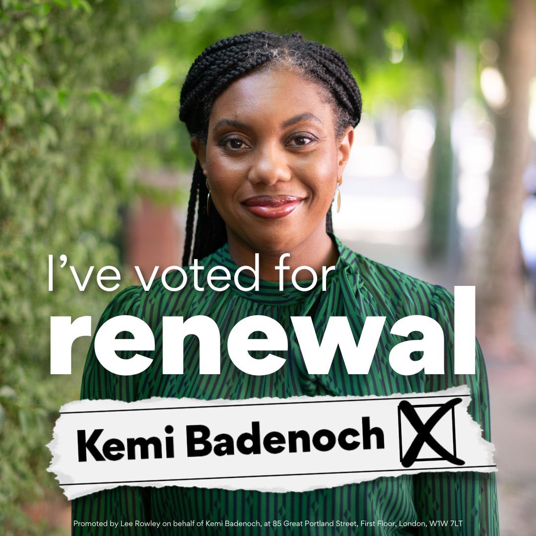 cllrmattdormer's tweet photo. My vote is going to @KemiBadenoch 

I have spent time with both candidates, also listened to many debates and hustings and conclude that as a party , we need someone to bring all parts back together, for this reason, I believe Kemi can #unite and #renew our party. 
#Kemi4Leader https://t.co/v8IAyUxZOY