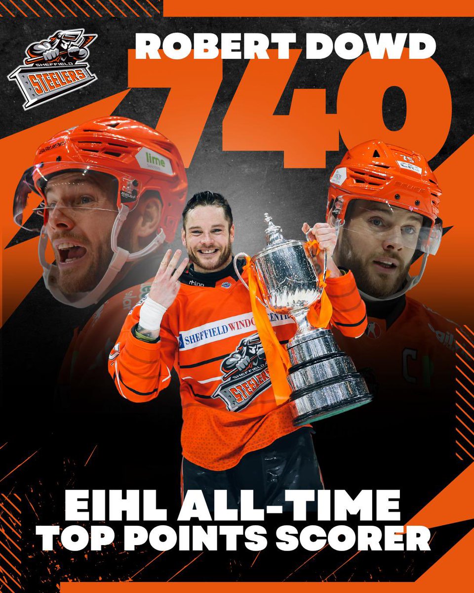 Sheffield Steelers (@steelershockey) on Twitter photo 🍊🏒
Your Captain, Robert Dowd has just become the <a href="/officialEIHL/">Elite Ice Hockey League | #EIHL</a> leading points scorer in history!
What an achievement! 🍊🏒
Your Captain, Robert Dowd has just become the <a href="/officialEIHL/">Elite Ice Hockey League | #EIHL</a> leading points scorer in history!
What an achievement!