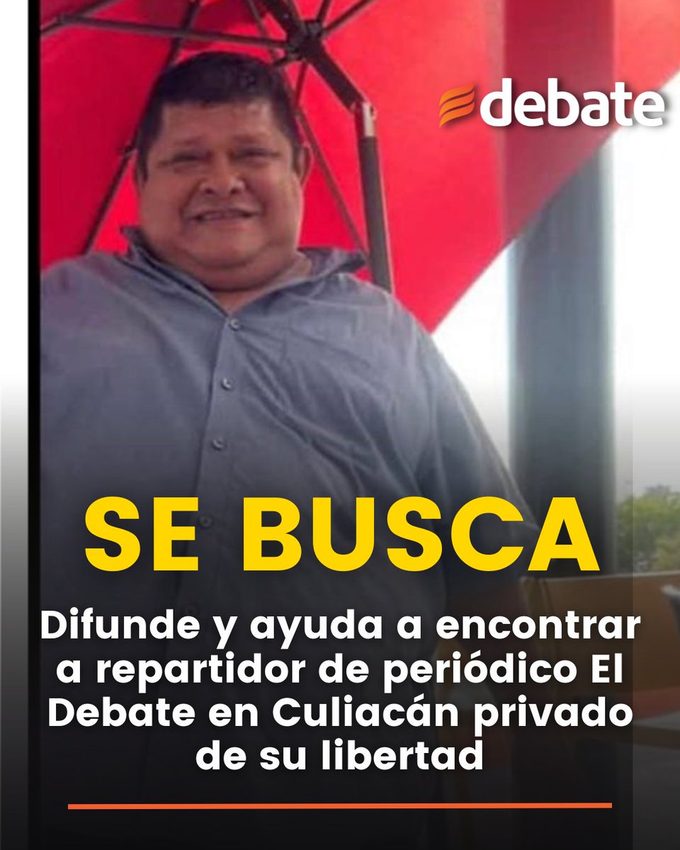 📷SE BUSCA: Pedimos tu ayuda para tratar de localizar al repartidor de periódicos de EL DEBATE en #Culiacán, quien fue privado de la libertad luego de haber sido perseguido y tirado de su moto por sujetos en un vehículo.